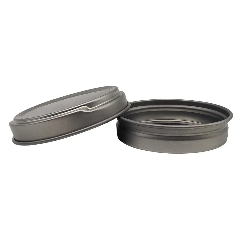 Silver Round Seamless 'Push To Open' Shoe Polish Style Tin with a 50ml/50g capacity.  Available in a box of 250, multiples thereof, or in smaller quantities as required.  Supplied by The Chopping Block Shop