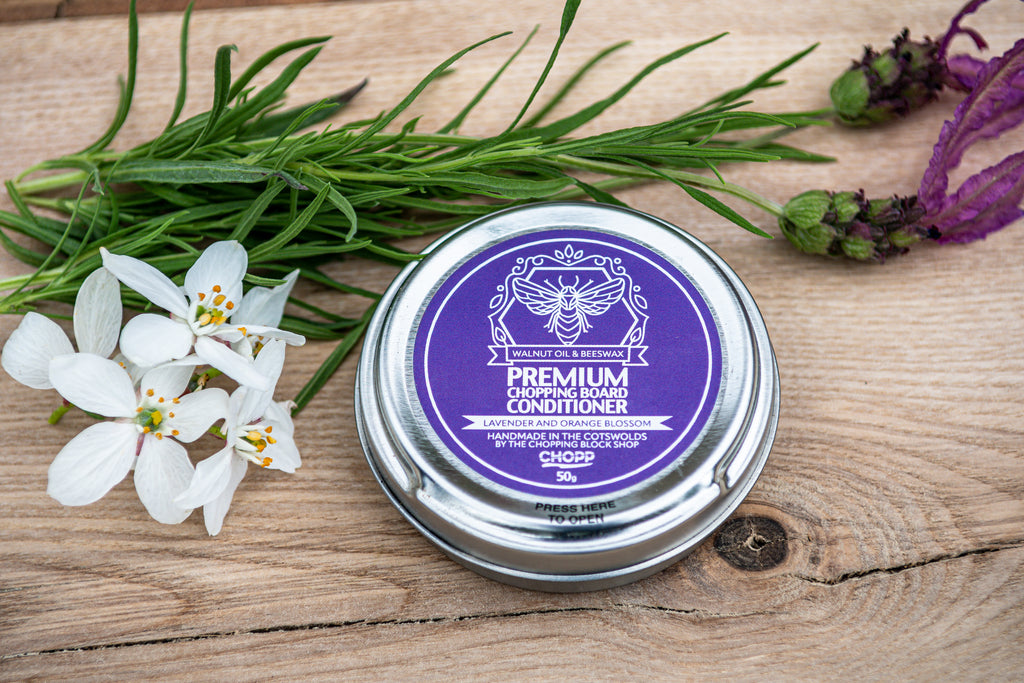 premium chopping board wax with lavender  and orange blossom by The Chopping Block Shop