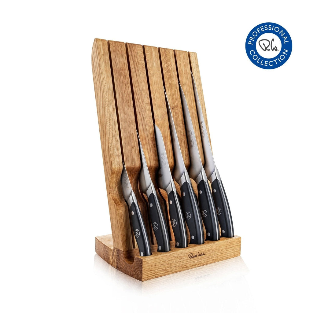 Robert Welch Professional Angle Oak Knife Block Set 7 Piece - RWPAO2097V/7 - The Cotswold Knife Company