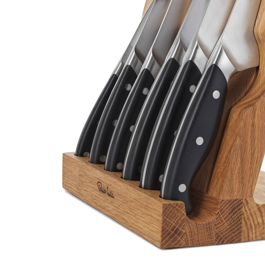 Robert Welch Professional Angle Oak Knife Block Set 7 Piece - RWPAO2097V/7 - The Cotswold Knife Company